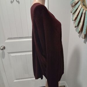 Lety & Me Women's S/M Burgundy Cardigan Sweater